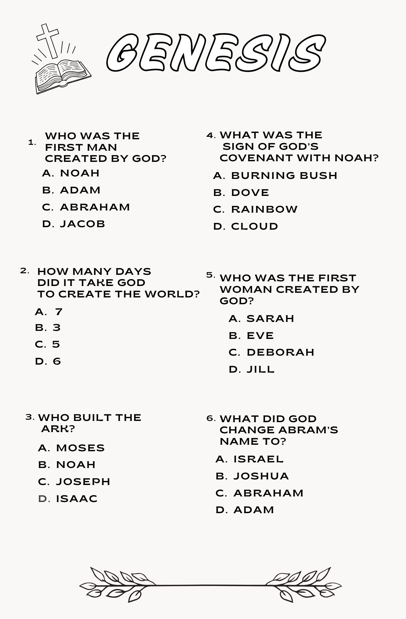Genesis Bible Trivia- DIGITAL E-book